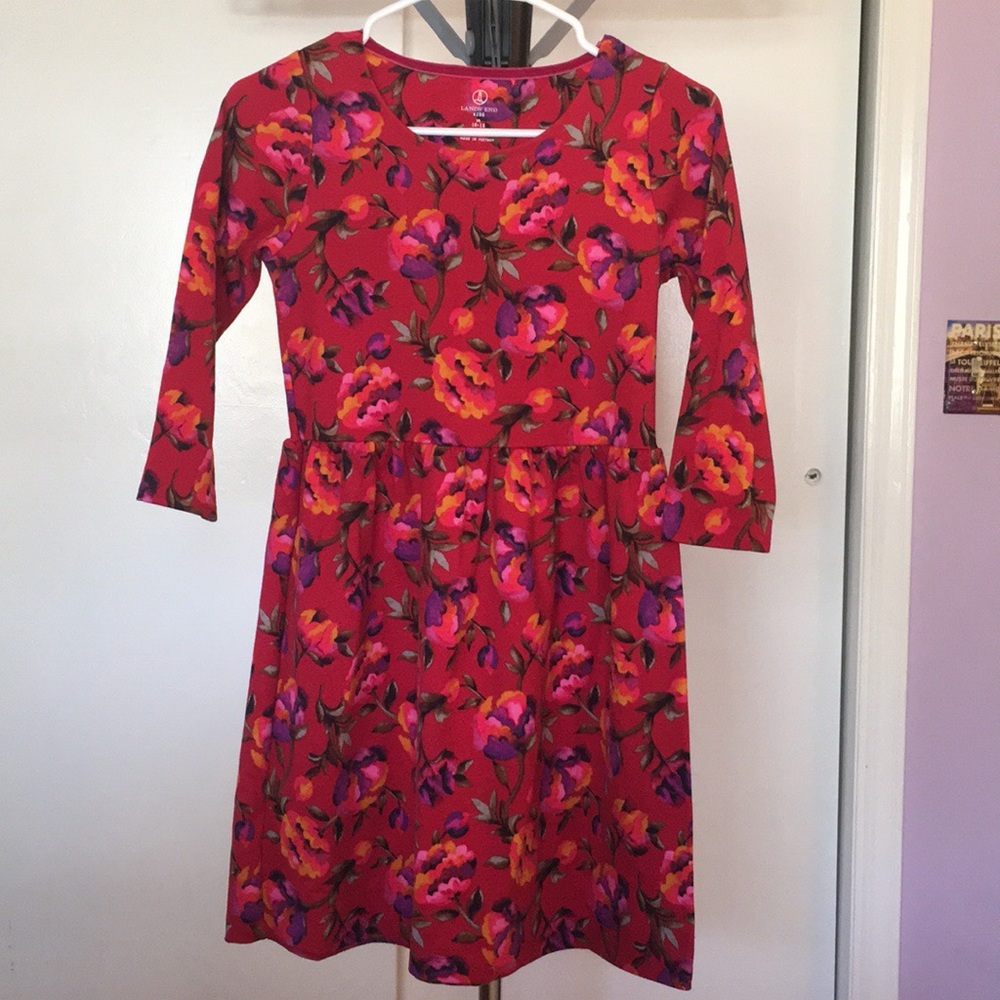 Girl’s Red Dress With Flower Print